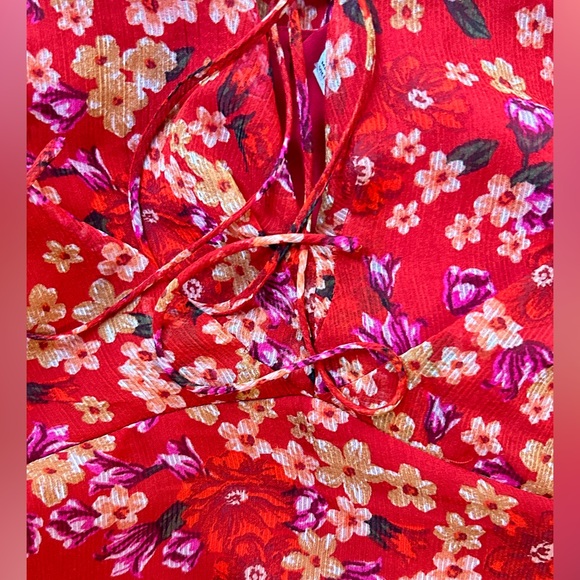 Mango summer red flowers dress - Picture 6 of 7